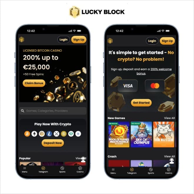lucky block mobile screenshots on a white background